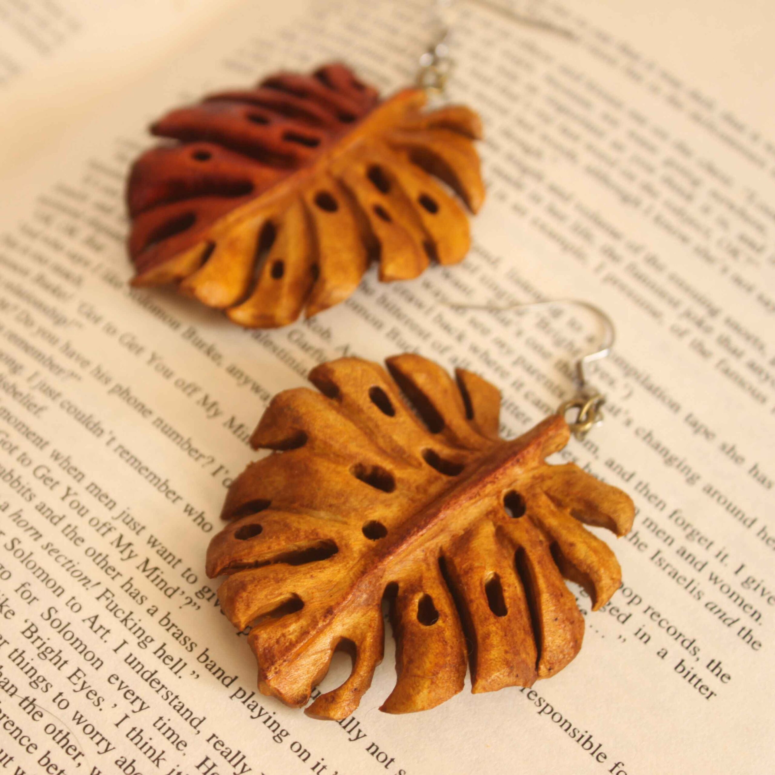 Women’s Wooden Earrings Handcrafted with Leaf Design