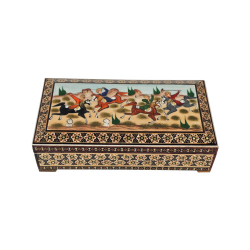 Wooden Business Card Box Handcrafted Persian Khatamkari in Chogan Design