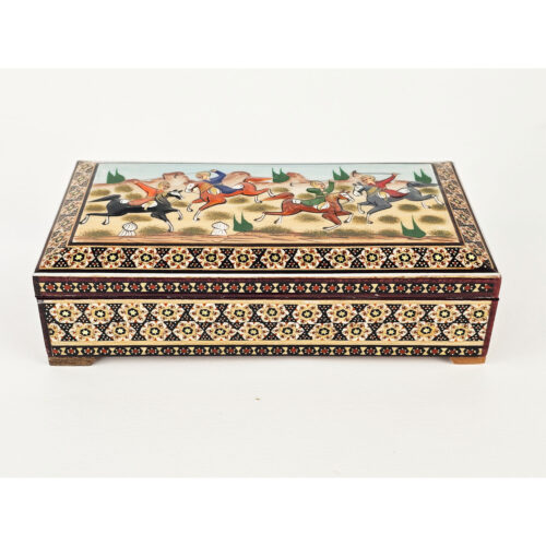 Wooden Business Card Box Handcrafted Persian Khatamkari in Chogan Design