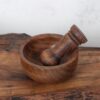 Wooden Mortar & Pestle Set Grinder for Cooking Made of Natural Wood