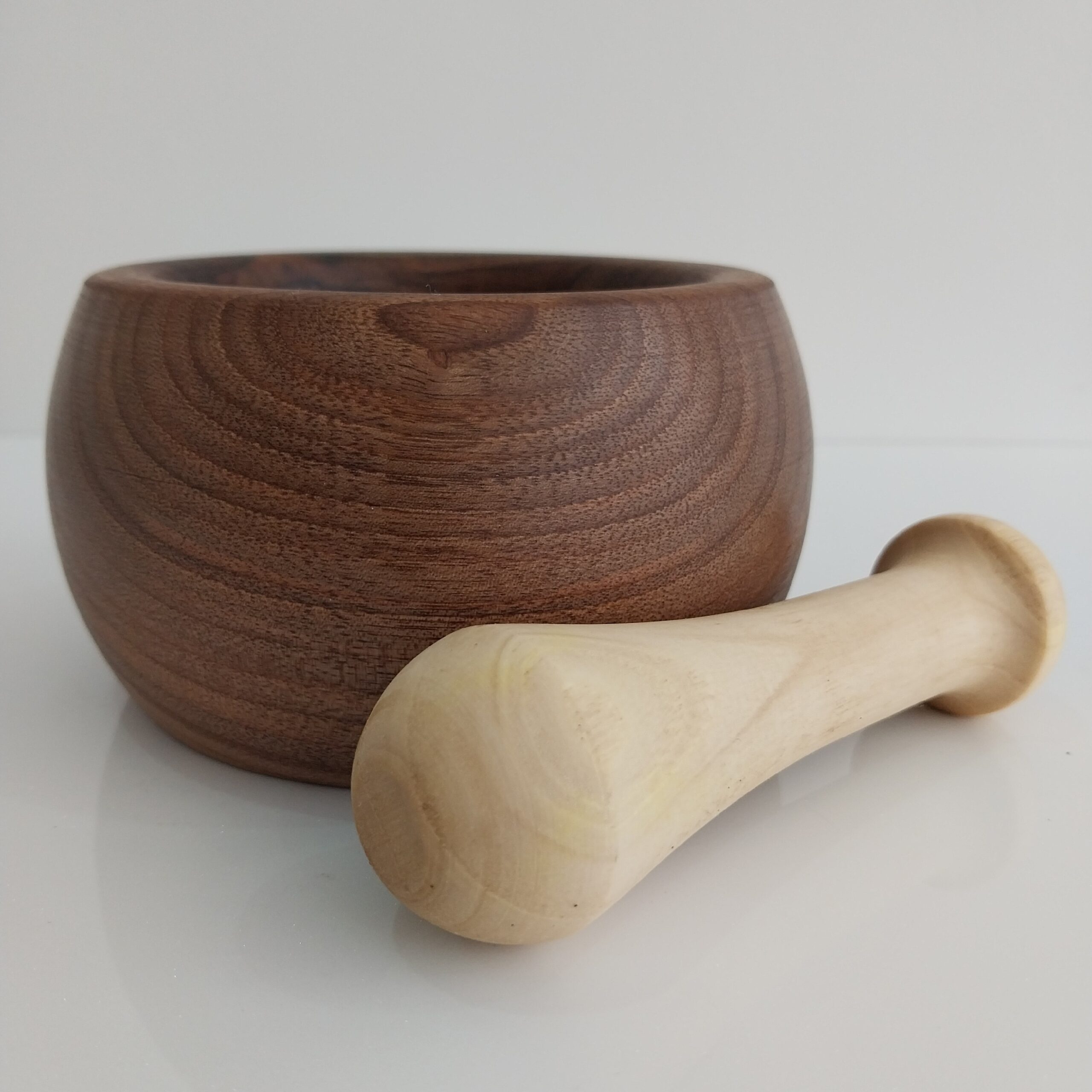 Wooden Mortar & Pestle Set Grinder for Cooking Made of Walnut Wood