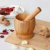 Wooden Mortar & Pestle Set in Natural Bamboo Wood