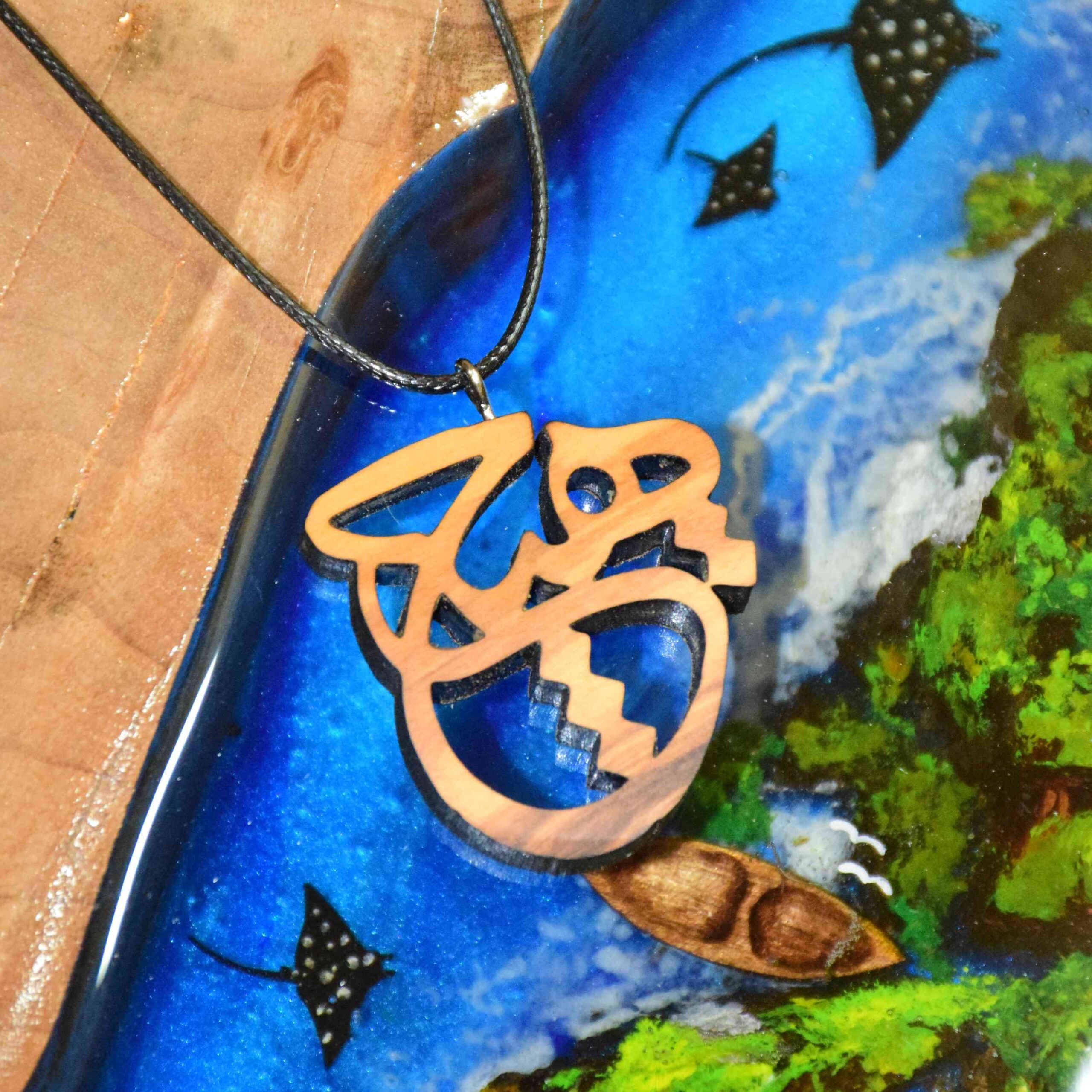 Wooden Necklace with Persian Calligraphy Theme Hich