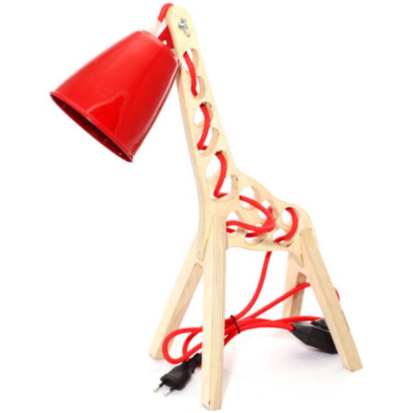 Wooden Novelty Desk Lamp Handcrafted and Adjustable Little Giraffe Figurine