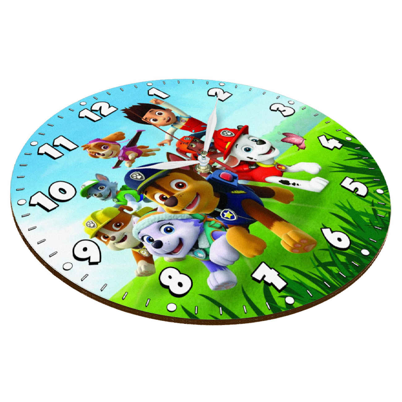 Wooden Nursery Wall Clock for Children’s Room with PAW Patrol Design