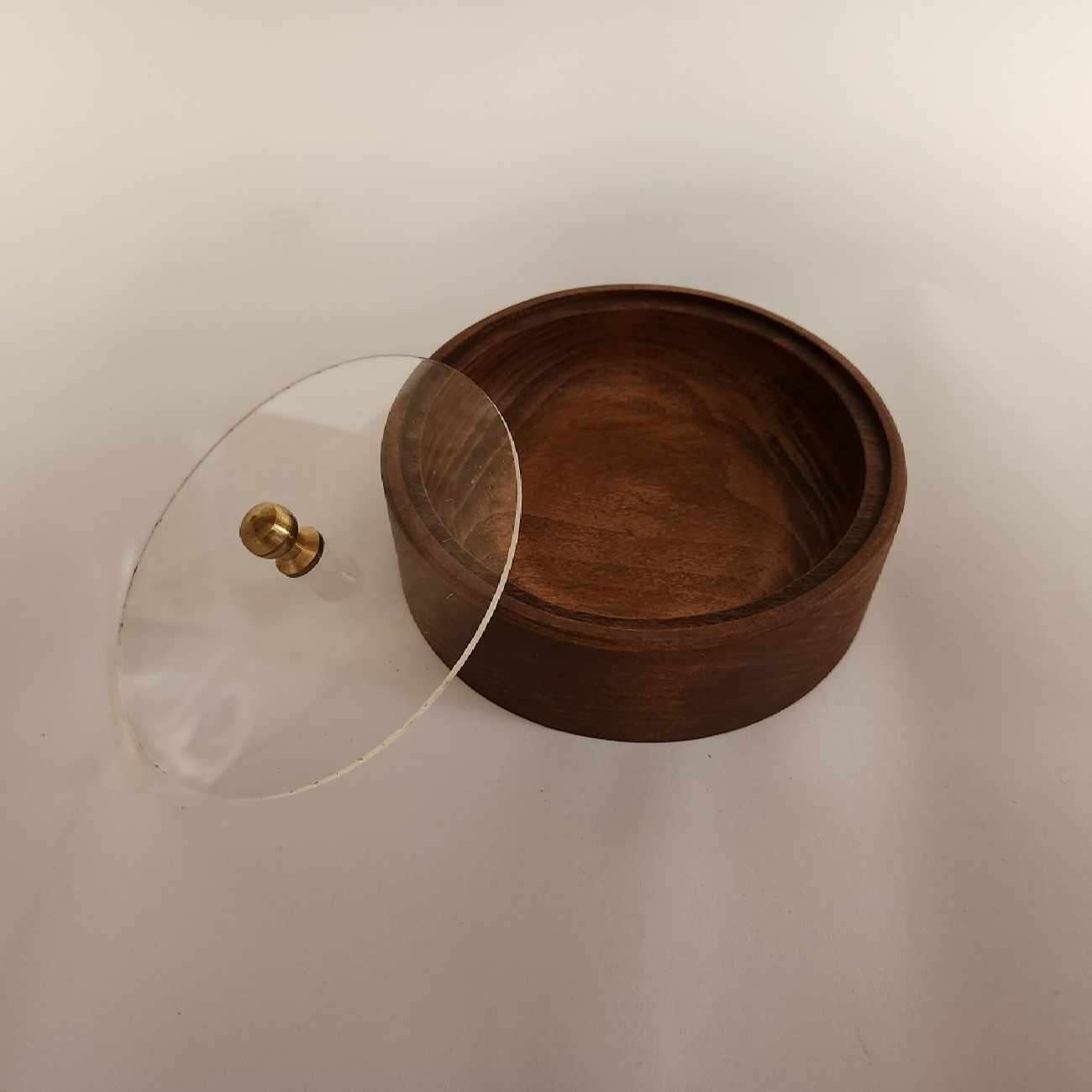Handcrafted Wooden Sugar Bowl with Glass Lid