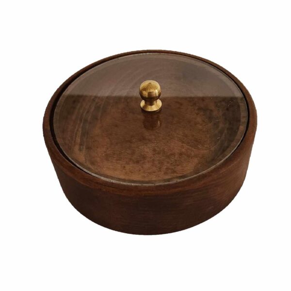 Handcrafted Wooden Sugar Bowl with Glass Lid