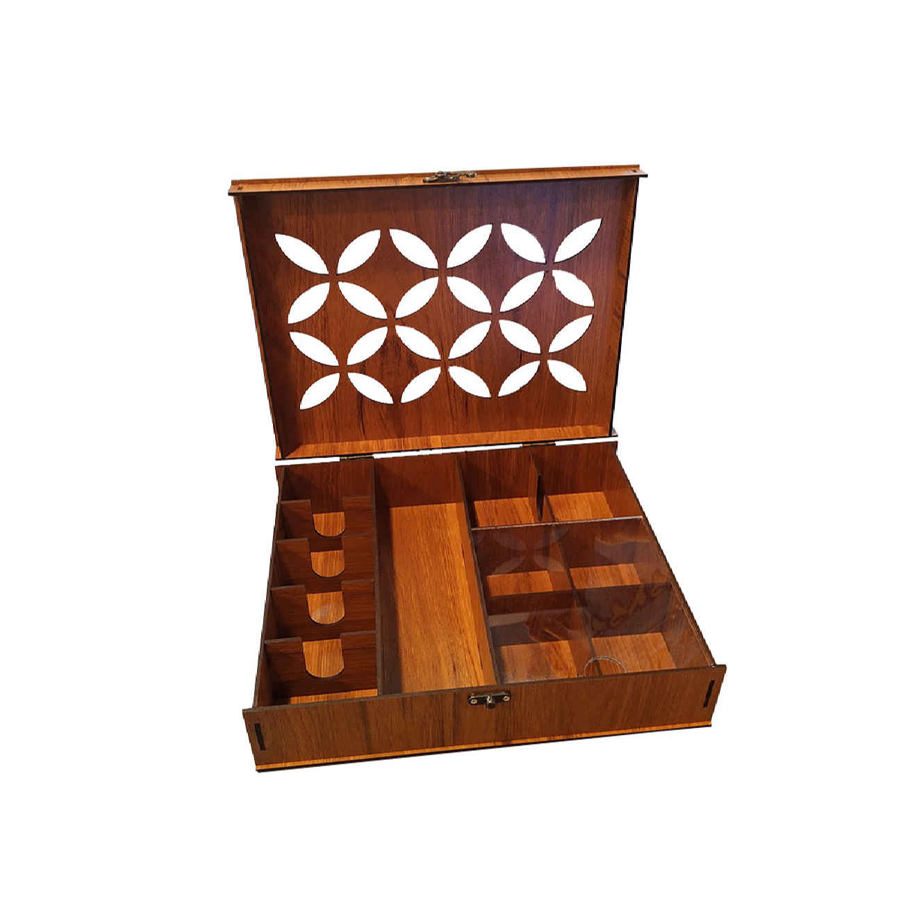 Tea Organizer with Geometric Print and Ample Storage