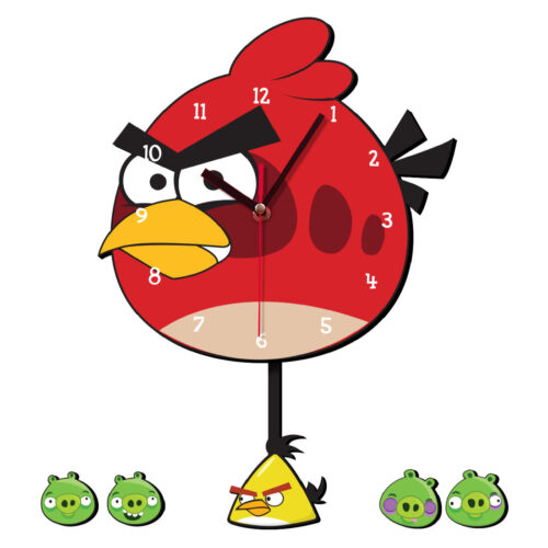 Wooden Wall Clock for Children’s Room with Angry Bird Design