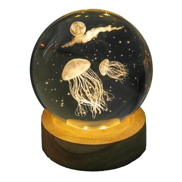 3D Crystal Ball Night Light Jellyfish Fantasy LED Lamp