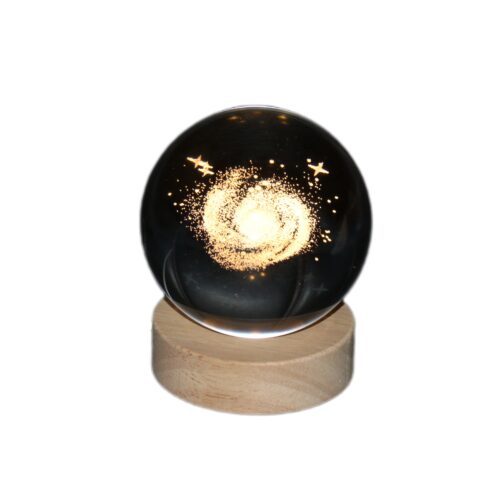 3D Crystal Ball Night Light Milky Way with Wooden Base