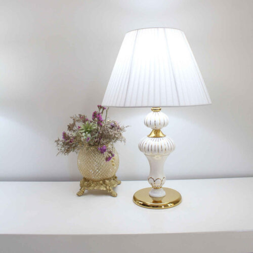 Ceramic Vase Table Lamp Handcrafted with Fabric Shade