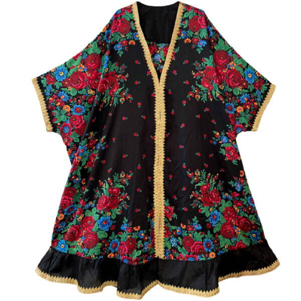 Abaya for Women with Airy Sleeves & Floral Design in Black
