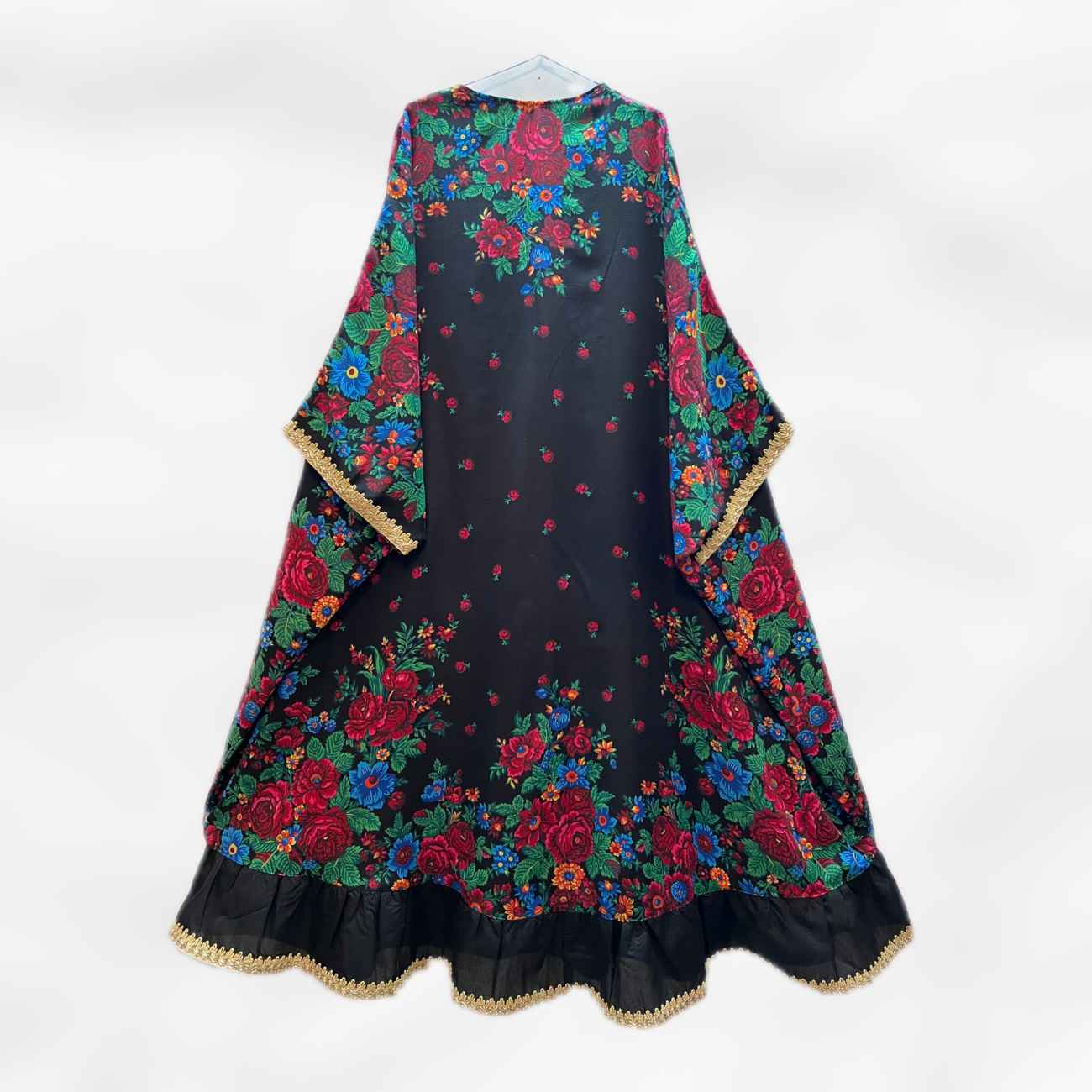 Abaya for Women with Airy Sleeves & Floral Design in Black