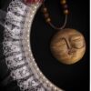Artistic Wooden Pendant Necklace with Moon Design