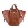 Bauletto Leather Handbag with Long Strap in Brown