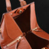 Bauletto Leather Handbag with Long Strap in Brown