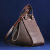 Bauletto Leather Handbag with Long Strap in Brown