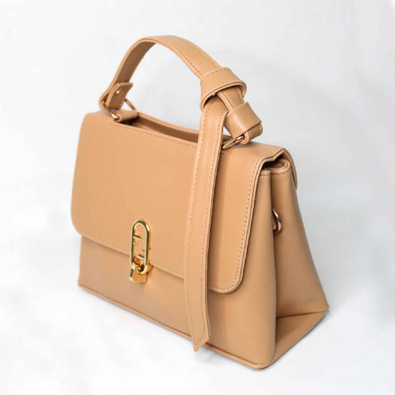 Bauletto Leather Handbag with Single Handle & Long Strap