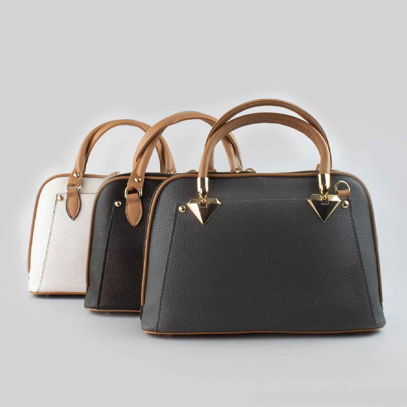 Bauletto Leather Handbag with Dual Handles in Black