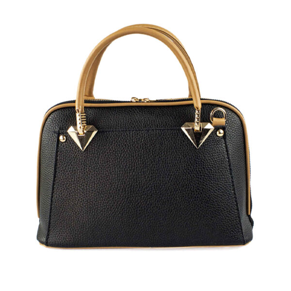 Bauletto Leather Handbag with Dual Handles in Black
