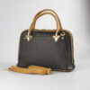 Bauletto Leather Handbag with Dual Handles in Black