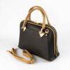 Bauletto Leather Handbag with Dual Handles in Black