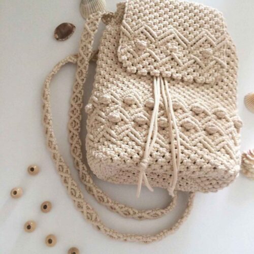 Boho Macramé Backpack Handmade for Women Model Gandom