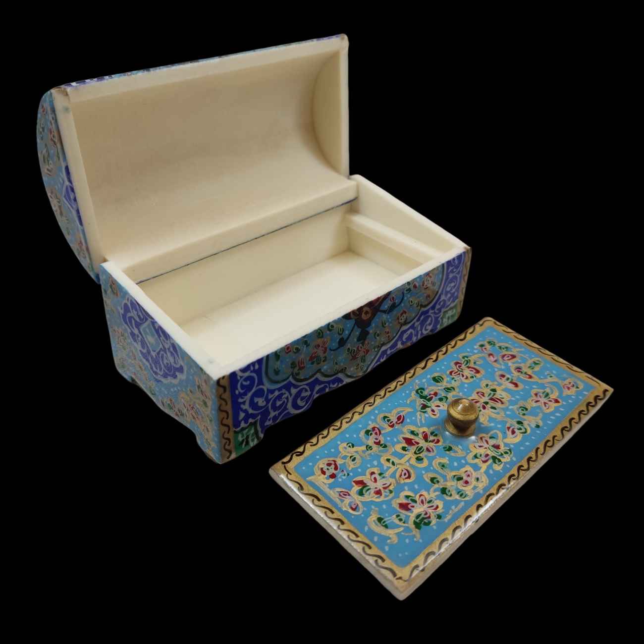 Handcrafted Bone Jewelry Box with Persian-Inspired Eslimi Pattern
