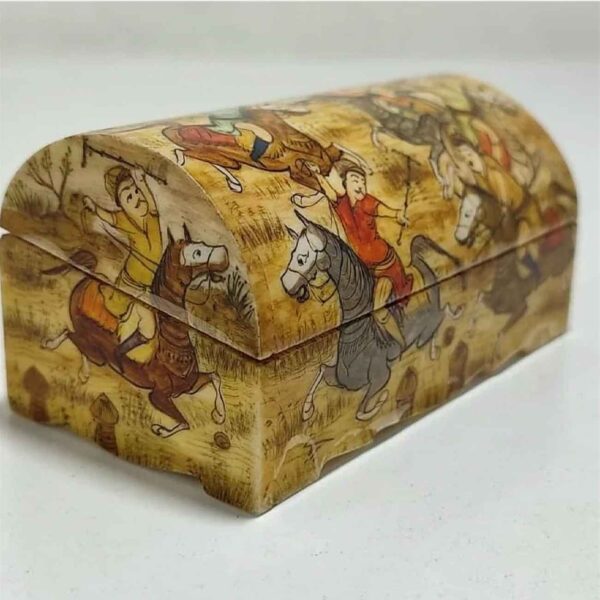 Handcrafted Bone Jewelry Box with Persian-Inspired Design