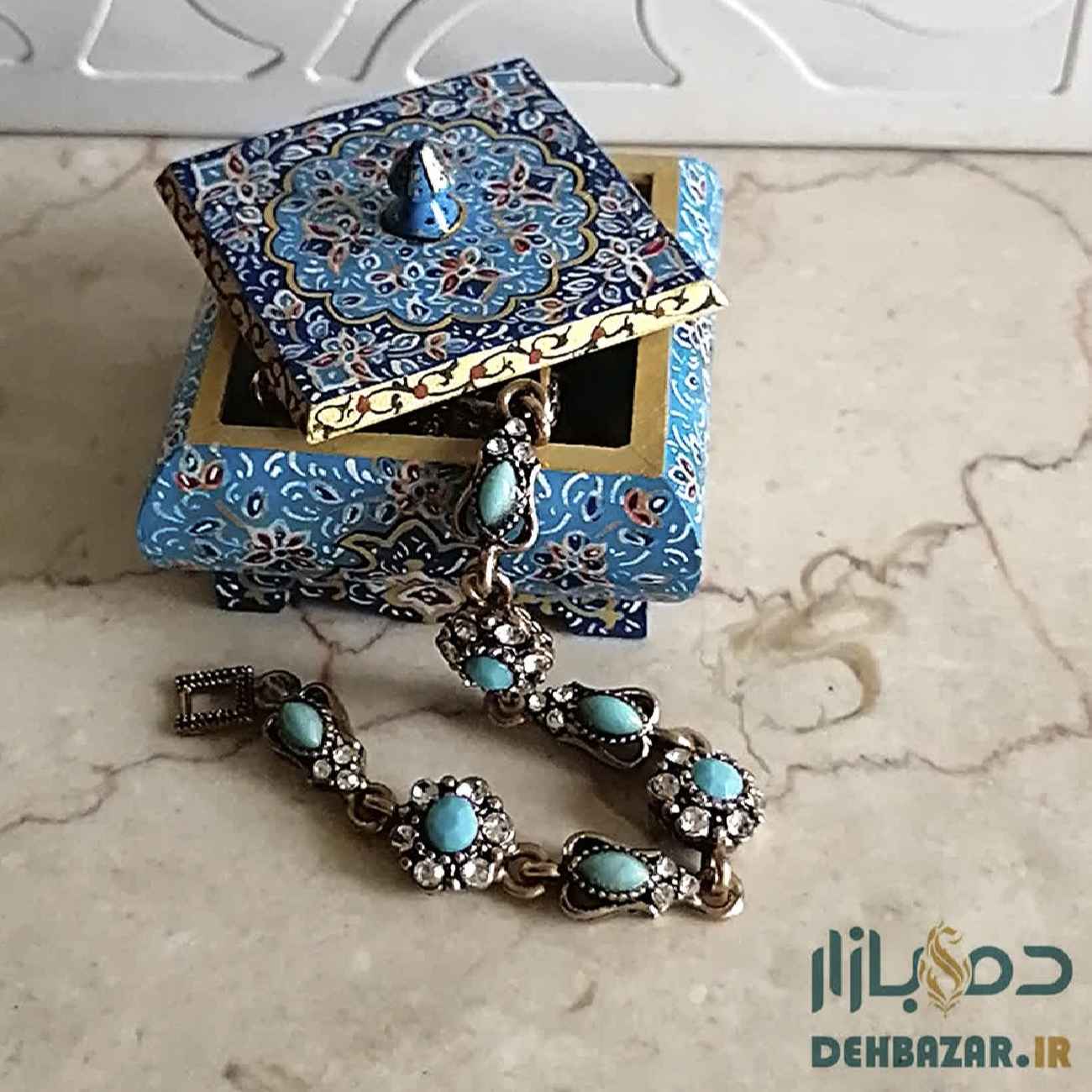 Handcrafted Bone Jewelry Box with Persian-Inspired Design