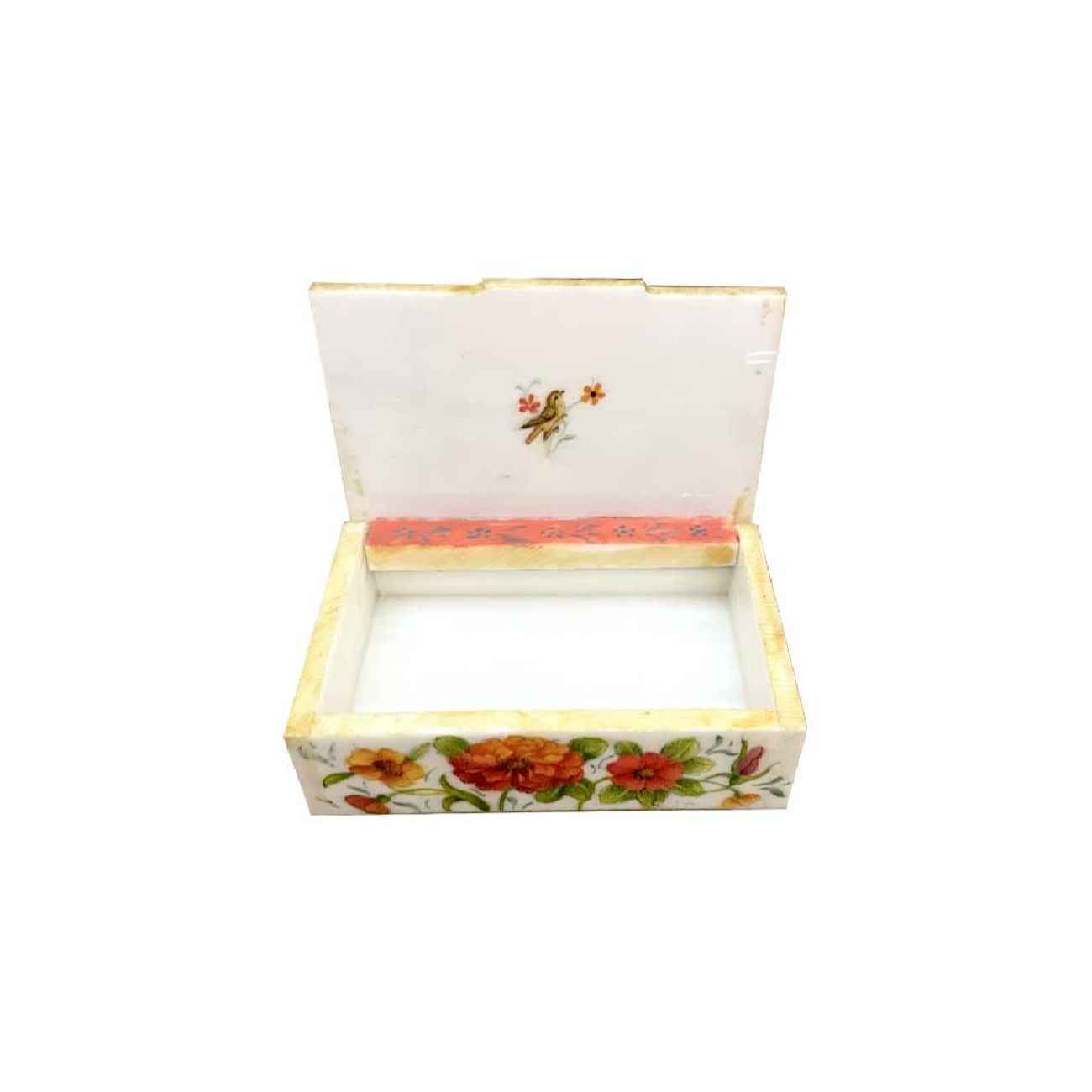 Handcrafted Bone Jewelry Box with Persian-Inspired Floral Design