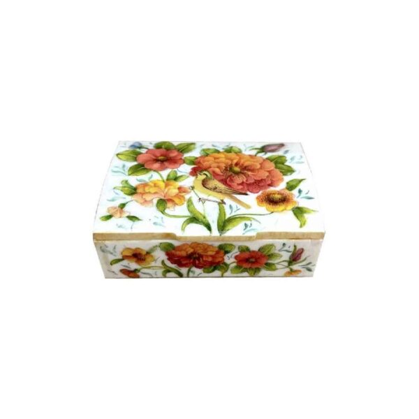 Handcrafted Bone Jewelry Box with Persian-Inspired Floral Design