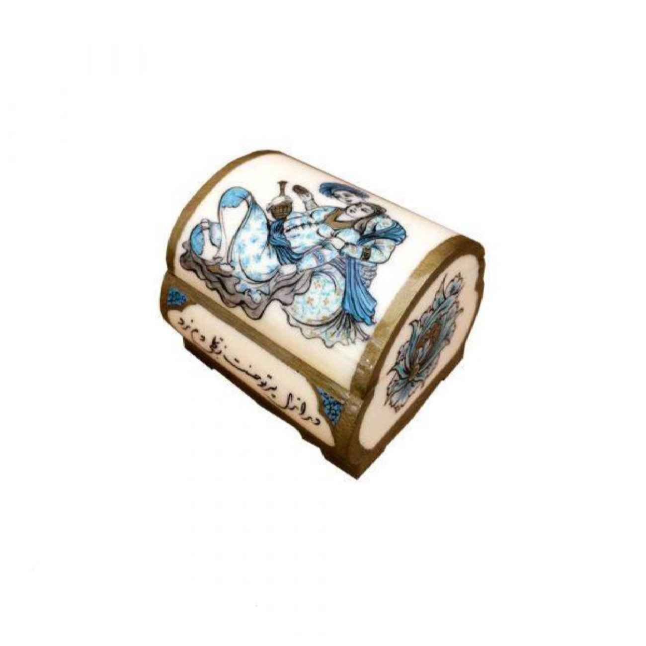 Handcrafted Bone Jewelry Box with Persian-Inspired Leili & Majnoon Design