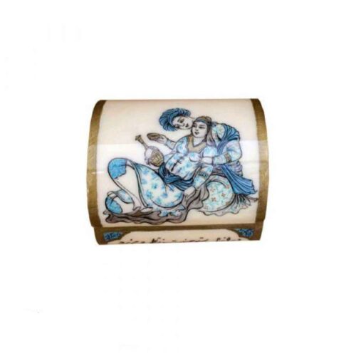 Handcrafted Bone Jewelry Box with Persian-Inspired Leili & Majnoon Design
