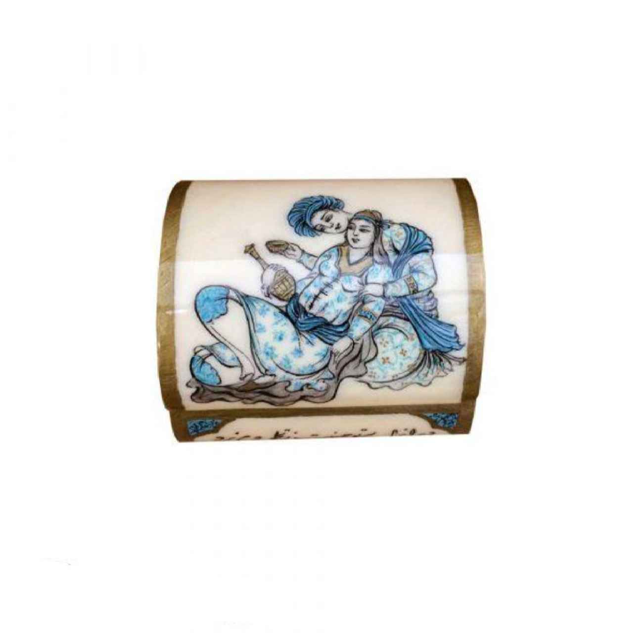 Handcrafted Bone Jewelry Box with Persian-Inspired Leili & Majnoon Design