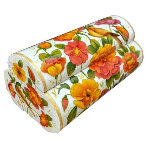 Handcrafted Bone Jewelry Box with Persian-Inspired White Design