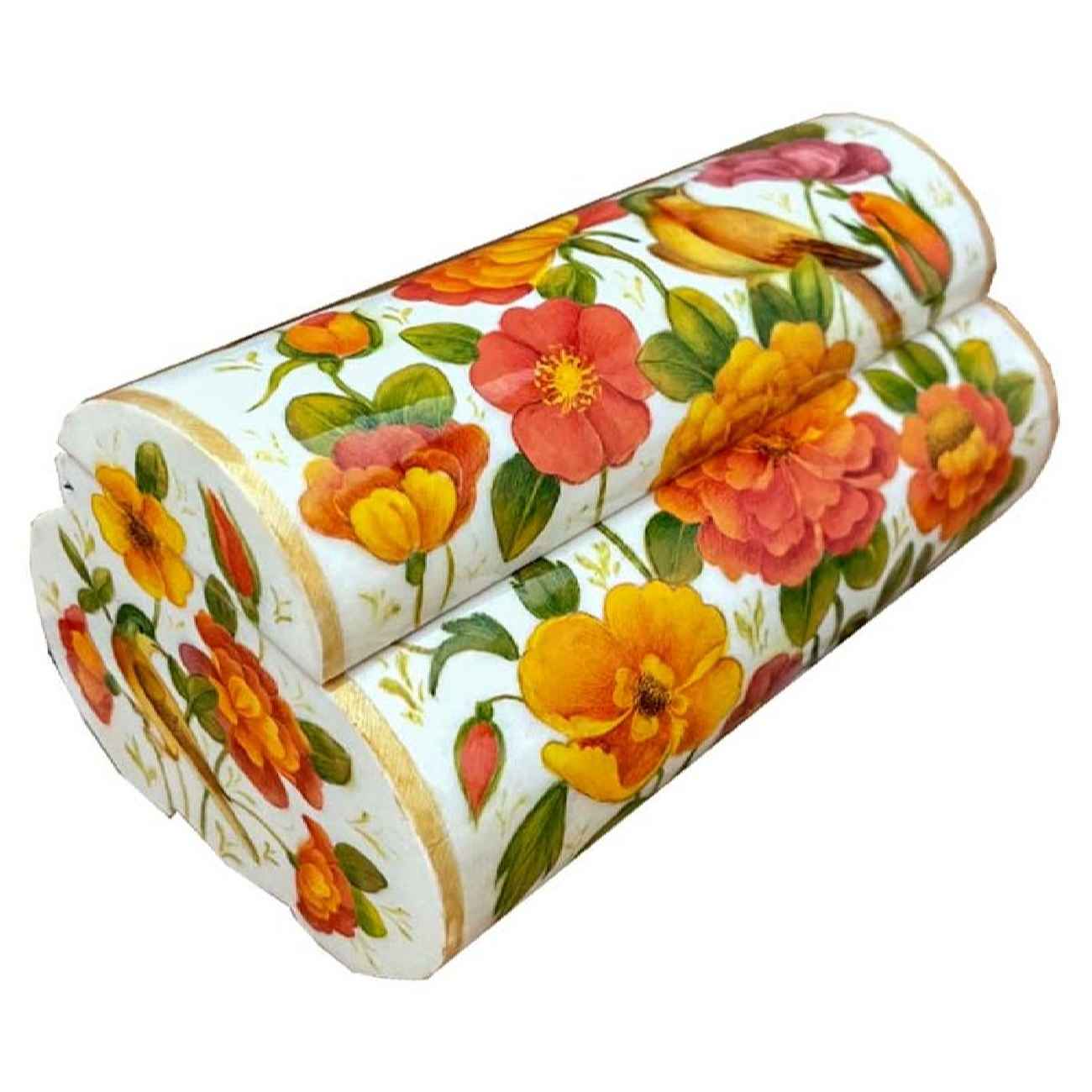 Handcrafted Bone Jewelry Box with Persian-Inspired White Design