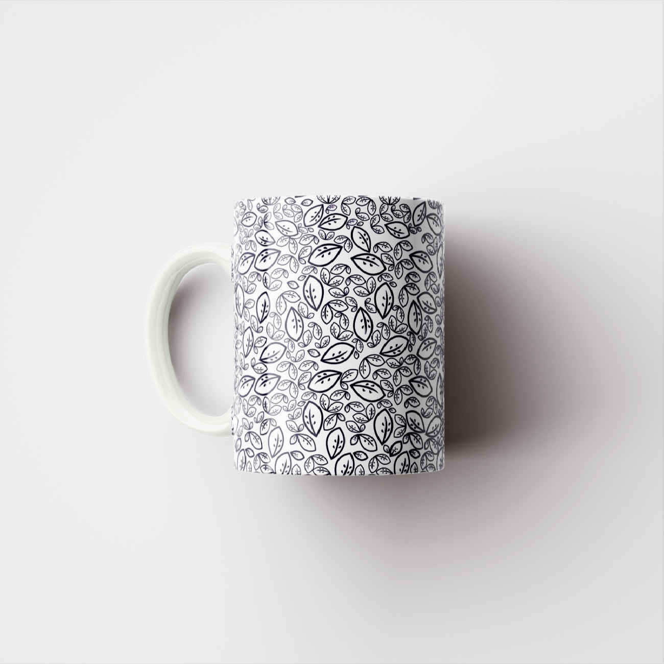 Ceramic Coffee Mug with Leaf Design