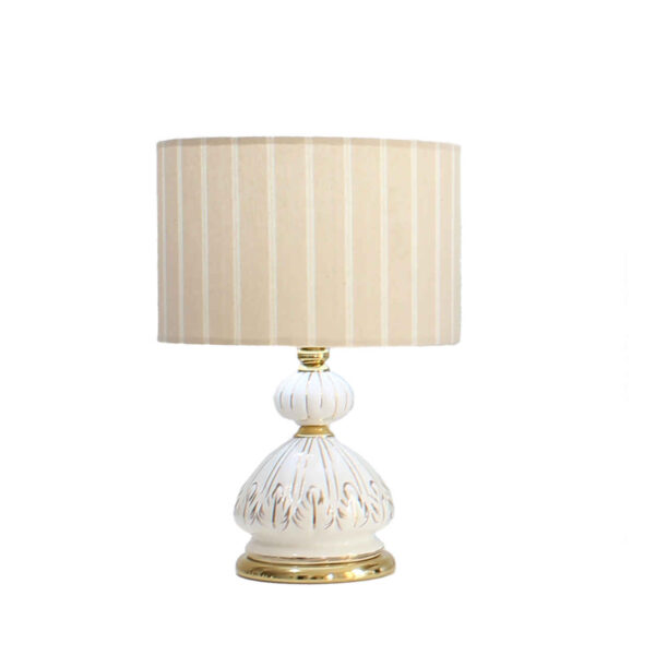 Ceramic Vase Table Lamp with Drum Shade in Cream