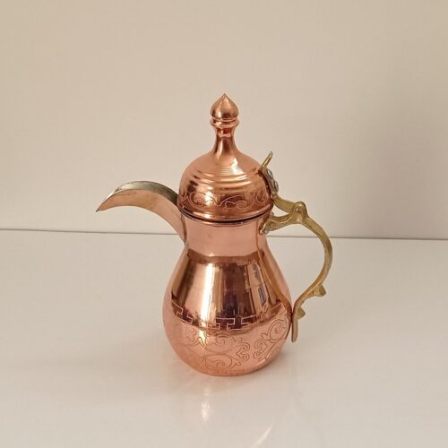 Copper Dallah Coffee Pot for Brewing Qahwa & Arabic Coffee – Model Azora