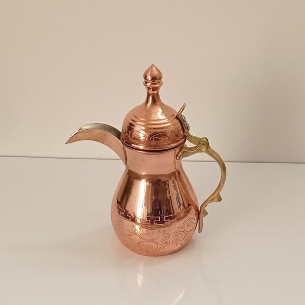 Copper Dallah Coffee Pot for Brewing Qahwa & Arabic Coffee - Model Azora