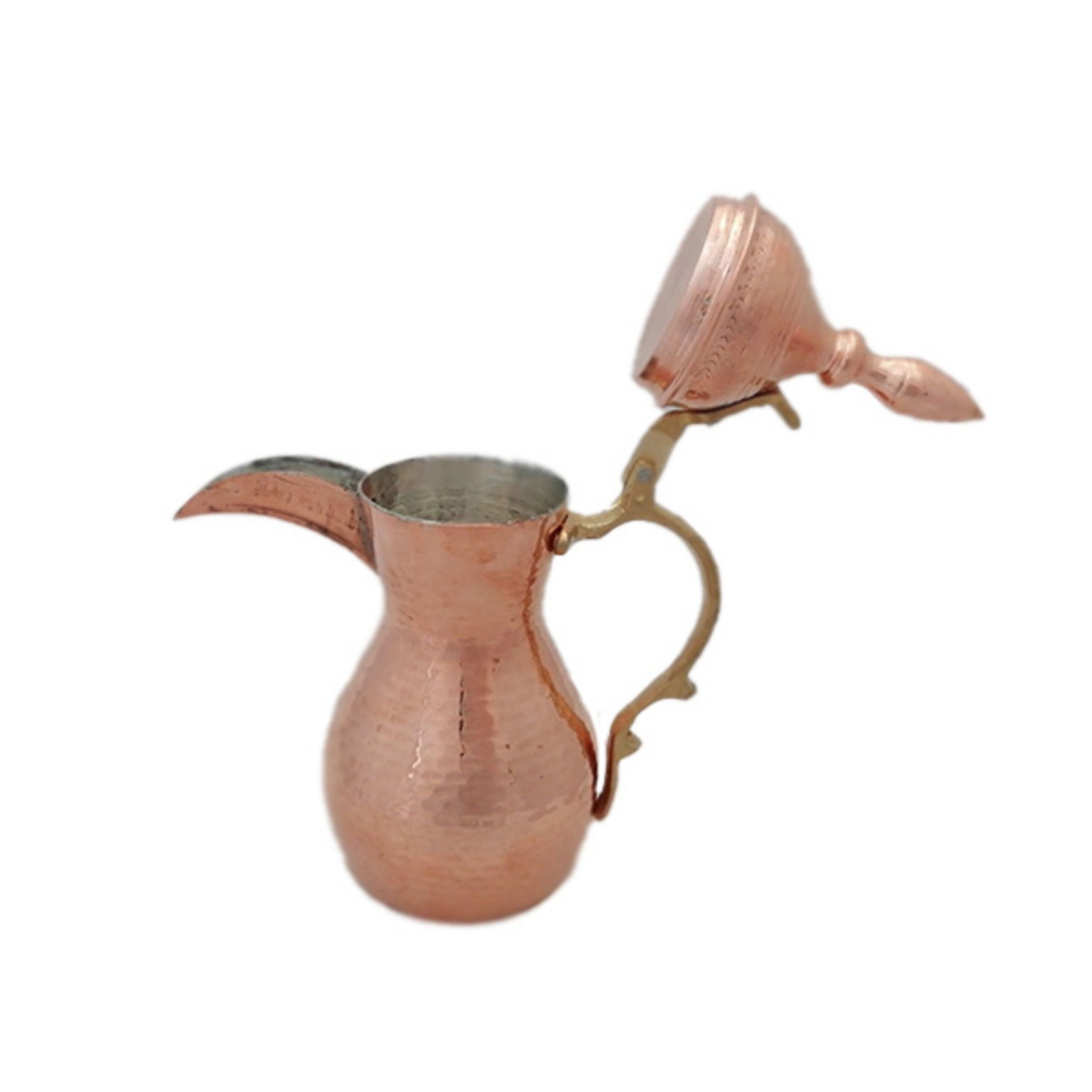 Copper Dallah Coffee Pot for Brewing Qahwa & Arabic Coffee with Brass Handle
