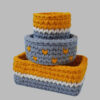 Crochet Storage Basket Yarn with Little Heart Design Set of 3