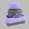 Crochet Storage Basket Yarn with Little Heart Design Set of 3