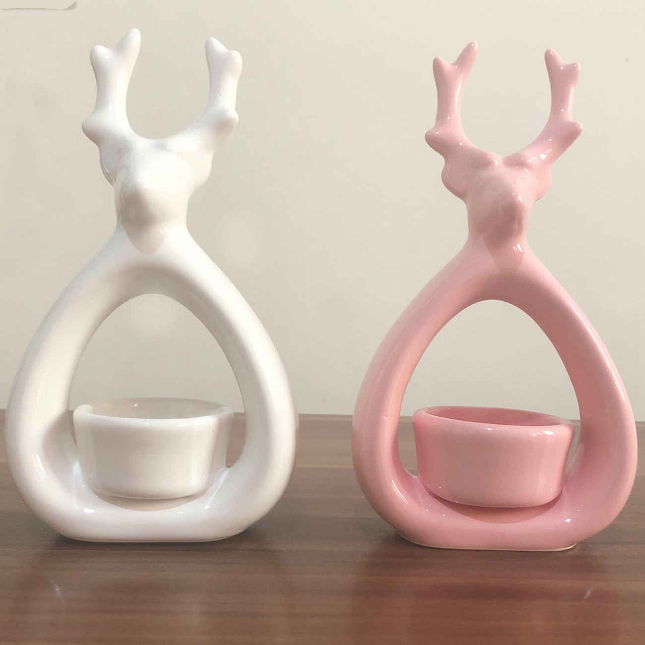 Decorative Ceramic Candle Holder with Deer Design