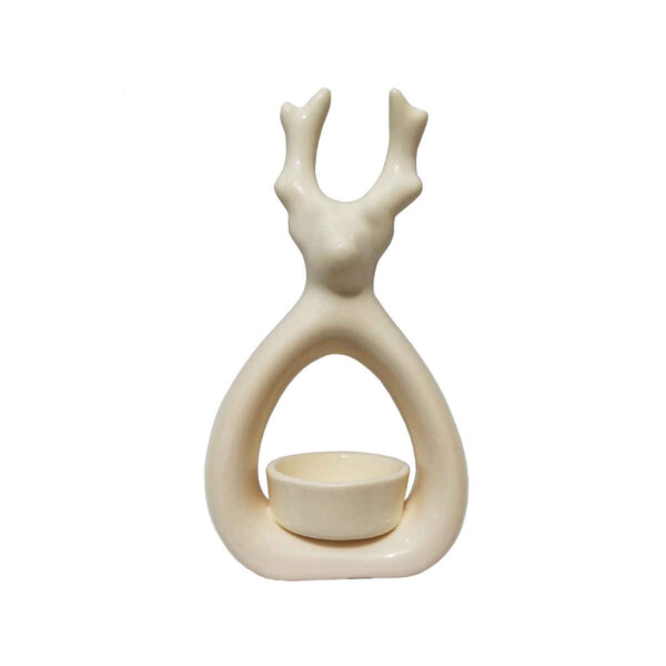 Decorative Ceramic Candle Holder with Deer Design
