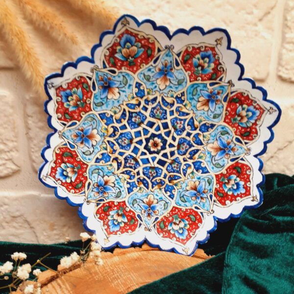 Decorative Copper Wall Plate in Persian Minakari Artistic Handcrafted