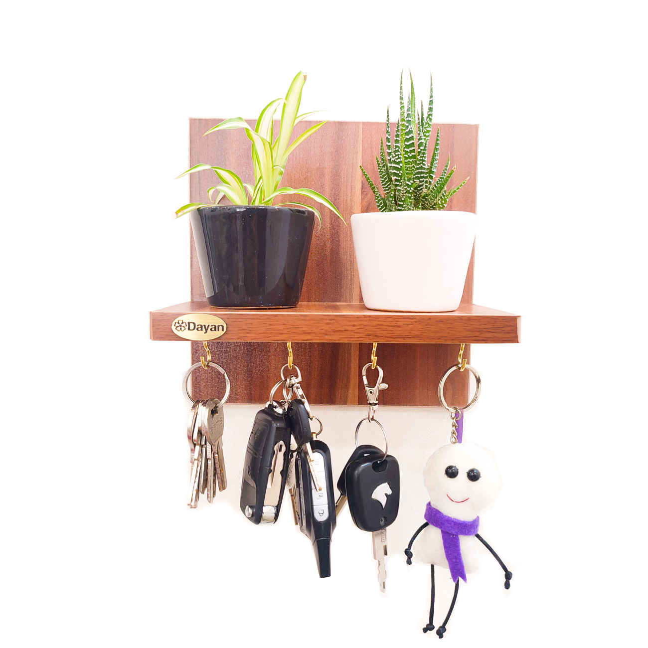 Decorative Wall Key Holder with Shelf & Hooks
