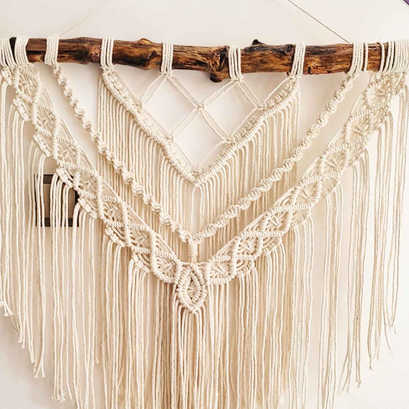 Decorative Macrame Wall Hanging Tapestry Art with Geometric Design